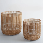 Hem rattan bamboo laundry basket beige