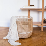 Hem rattan bamboo laundry basket beige