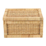 Luxury Rattan Handicrafts wicker water hyacinth kauna grass bamboo cane Storage Basket with Lids Rectangular Handwoven Wicker Organizer Baskets D