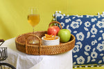 Luxury Rattan Handicrafts Wicker Serving Tray Wooden Serving Tray for Home | Dining Table Decorative Trays | Serving Tray for Party Guests | Rectangle Platter with Handles Diwali or Deepawali Gifts (Beige) - Luxury Rattan Handicrafts