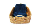 Luxury Rattan Handicrafts Wicker Basket Cloth Storage Basket Bin Organizer for Toiletry Cosmetic Towels Toys Bathroom Organizer bamboo basket(Nat