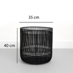 Hem rattan bamboo laundry basket black