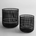 Hem rattan bamboo laundry basket black