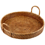 Luxury Rattan Handicrafts Wicker Serving Tray Wooden Serving Tray for Home | Dining Table Decorative Trays | Serving Tray for Party Guests | Rectangle Platter with Handles Diwali or Deepawali Gifts (Beige) - Luxury Rattan Handicrafts