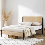 Solid Wood Rattan Bed For Bedroom | Cane Bed For Home -Dahlia - Luxury Rattan Handicrafts Bedroom > Beds & Bed Frames (Image 1)