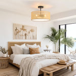Rattan Ceiling Flush Mount Lamp - Saberiyas