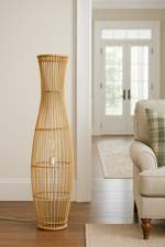 Rattan Floor Lamp | Bamboo Floor Lamp | Cane Floor Lamp - Samaya by Luxury Rattan Handicrafts - Lighting > Floor Lamps