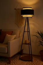 Bamboo Tripod Floor Lamp | Living Room Cane Floor Lamp | Home Rattan for Living Room | Standing Lamp Wooden Floor Standing...