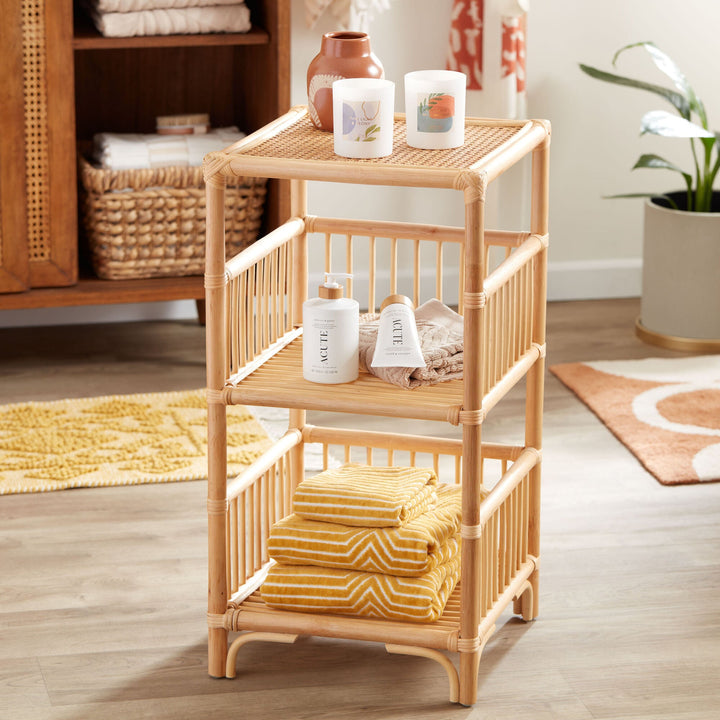 Rattan Bedside Table for Bedroom | Cane Side Table | Bamboo Table - Adah