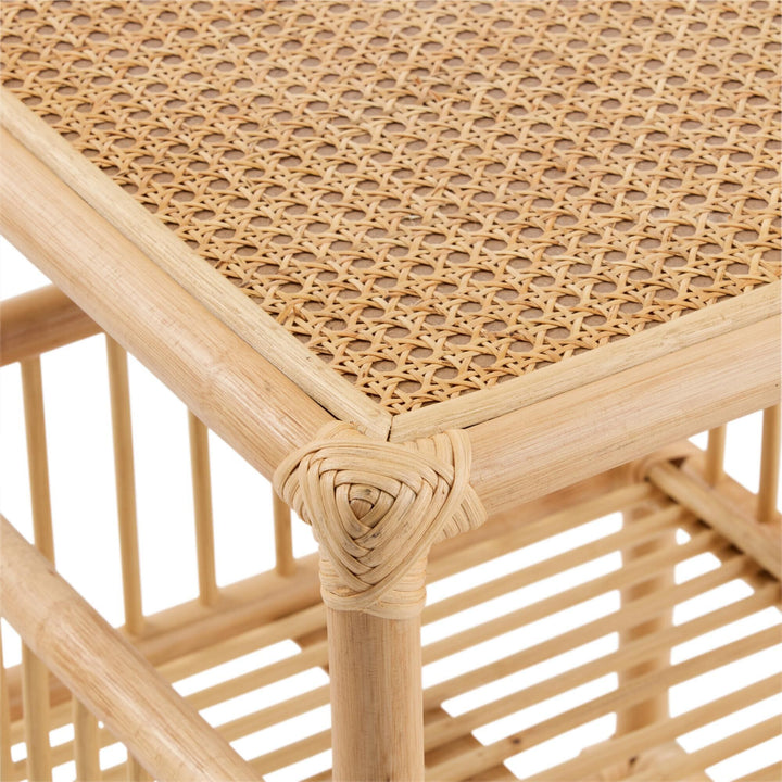 Rattan Bedside Table for Bedroom | Cane Side Table | Bamboo Table - Adah