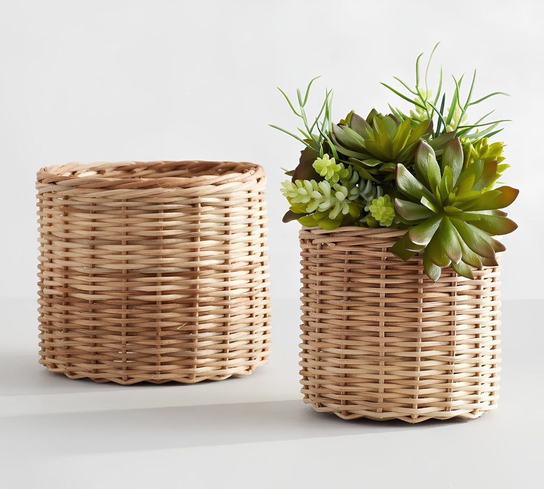 Rattan Plant Pots | Cane Flower Pots | Bamboo Planters - Ishana by Luxury Rattan Handicrafts 
