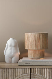 Rattan Table Lamp for Living Room | Bamboo Bedside Lamp - Zaleon