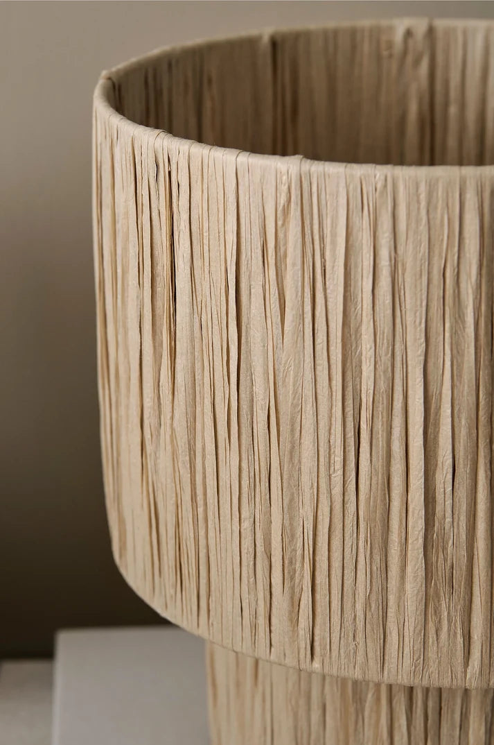 Rattan Table Lamp for Living Room | Bamboo Bedside Lamp - Zaleon