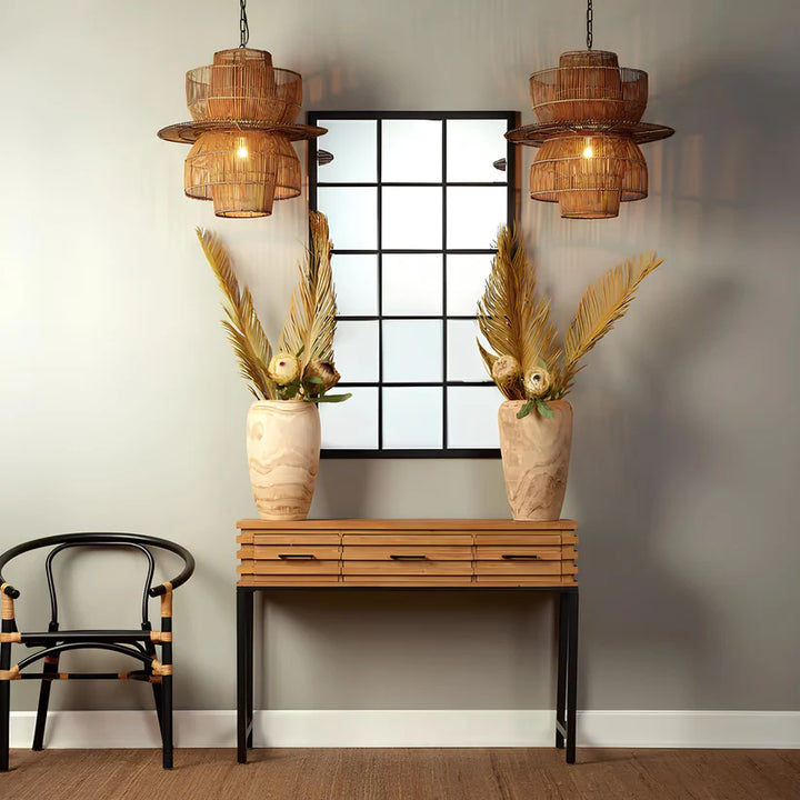 Wicker Hanging Light for Hallway | Rattan Pendant Lamp - Riab