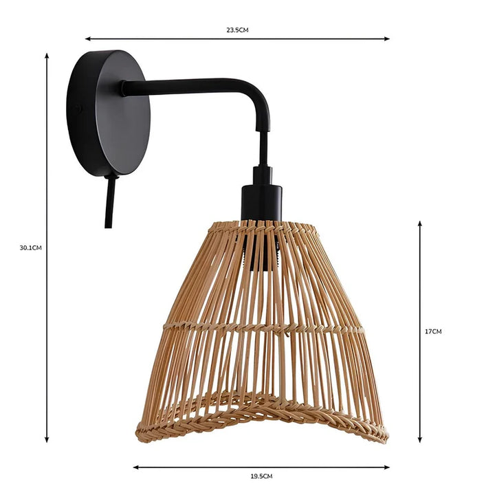 Wicker Wall Light for Living Room | Cane Wall Lamp - Drydenshireby