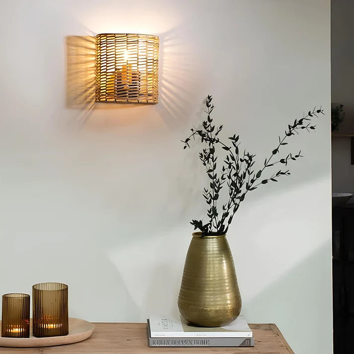 Rattan Wall Sconce for Bedroom | Bamboo Wall Light - Larisa