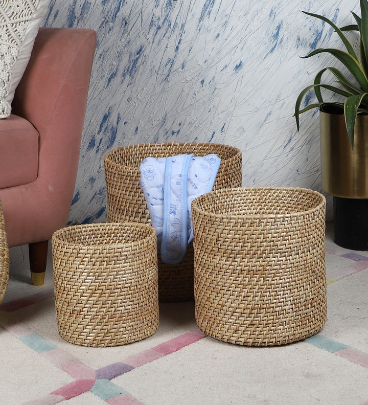 Rattan Planter | Cane Laundry Bin | Bamboo toy Storage - Mirai by Luxury Rattan Handicrafts 