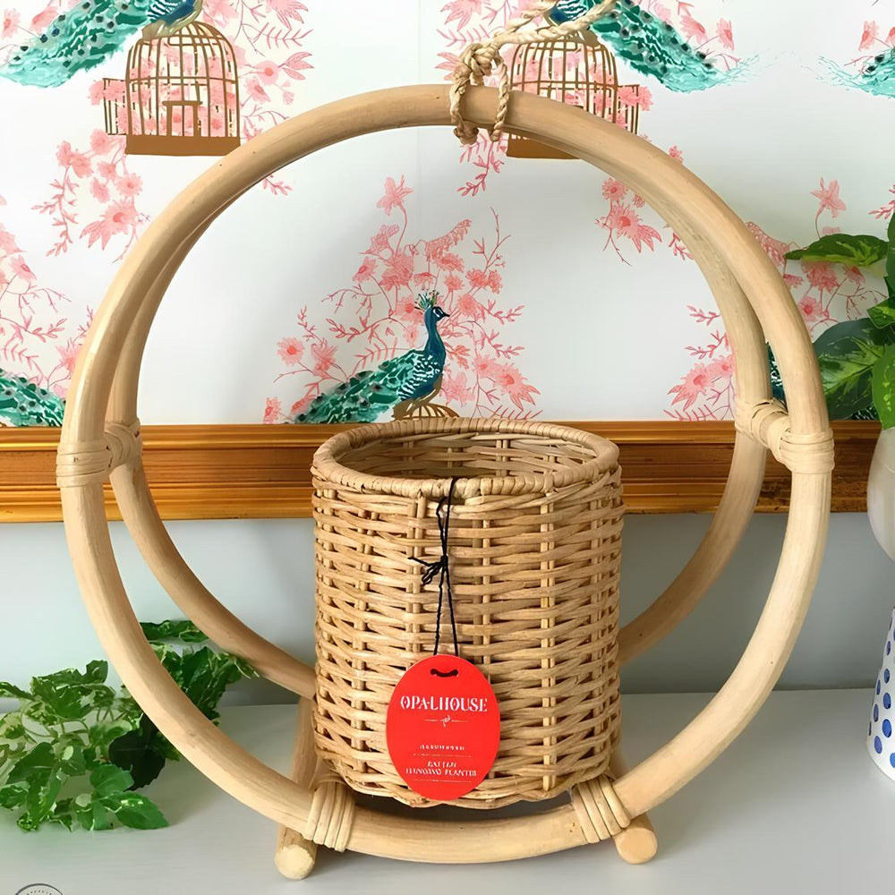 Rattan Hanging Plant Pots | Cane Hanging Flower Pots | Bamboo Hanging Planters - Ishita by Luxury Rattan Handicrafts 