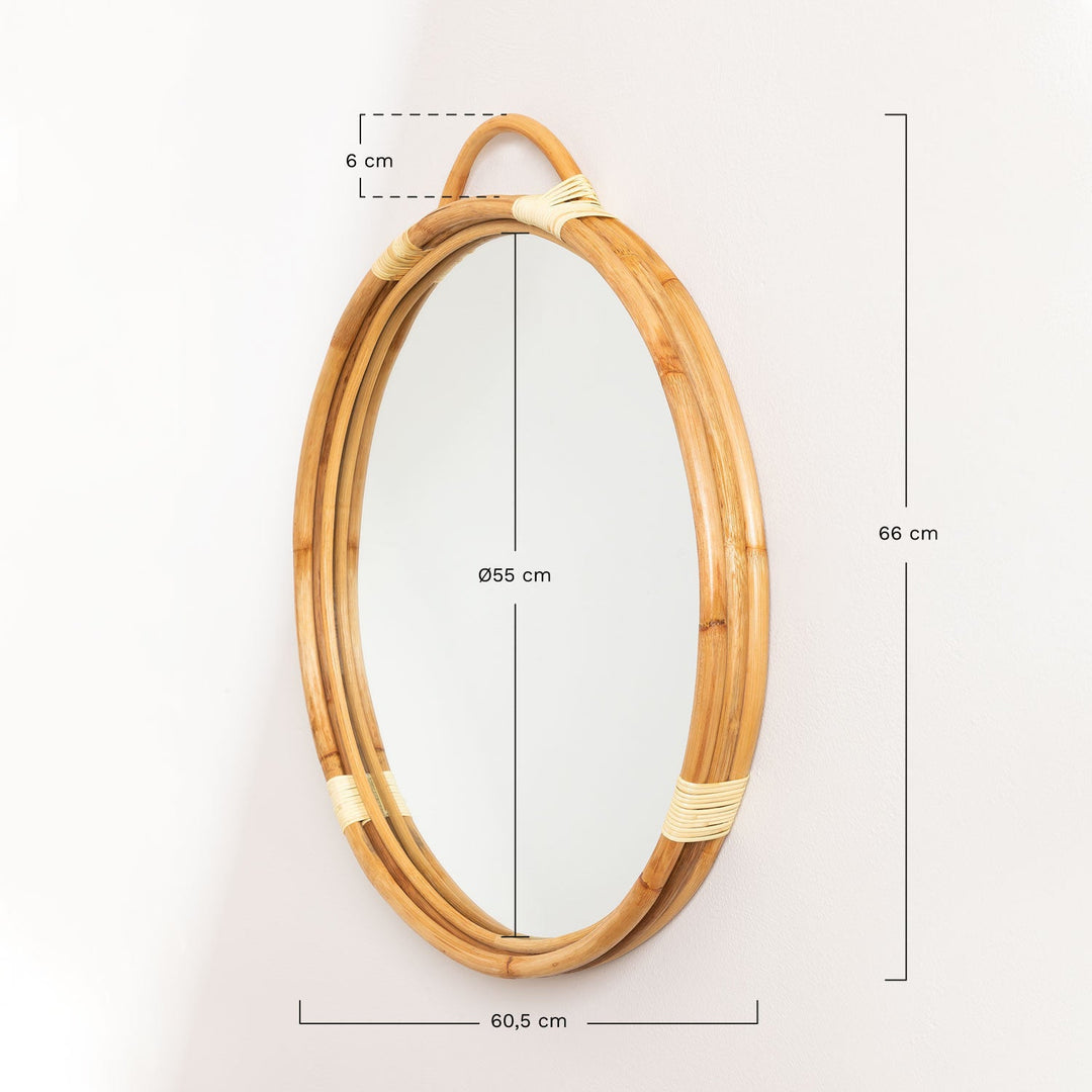 Bamboo Wall Mirror for living room | Cane Wall Mirror | Rattan Mirror - Navya - Luxury Rattan Handicrafts 