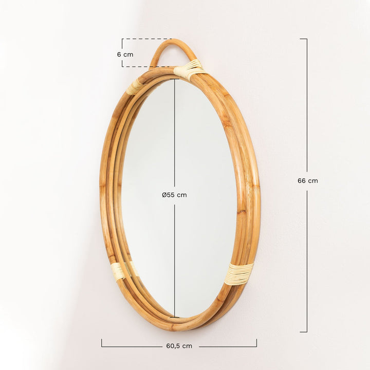 Bamboo Wall Mirror for living room | Cane Wall Mirror | Rattan Mirror - Navya - Luxury Rattan Handicrafts 