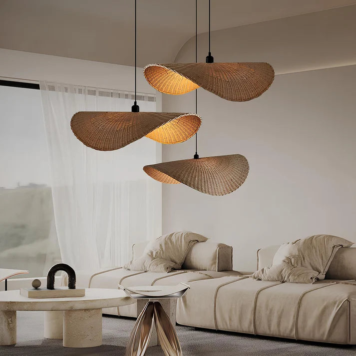 Rattan Hanging Light for Living Room | Bamboo Pendant Lamp - Baxton