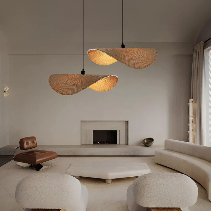 Rattan Hanging Light for Living Room | Bamboo Pendant Lamp - Baxton