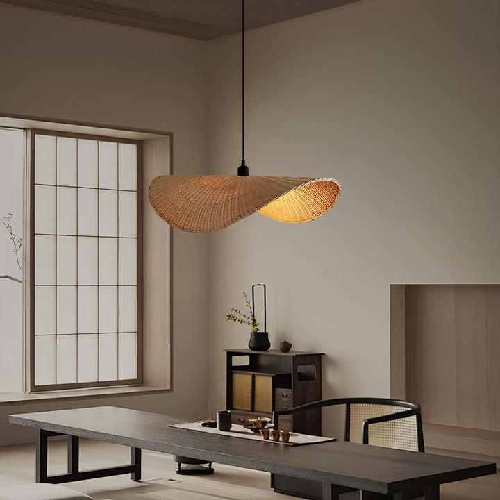 Rattan Hanging Light for Living Room | Bamboo Pendant Lamp - Baxton