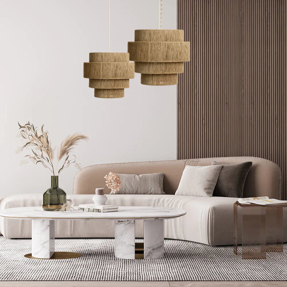 Jute Chandelier for Staircase | Natural Hanging Light - Magnus