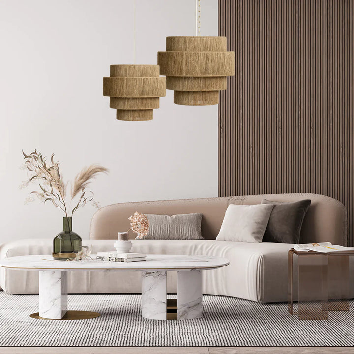 Jute Chandelier for Staircase | Natural Hanging Light - Magnus