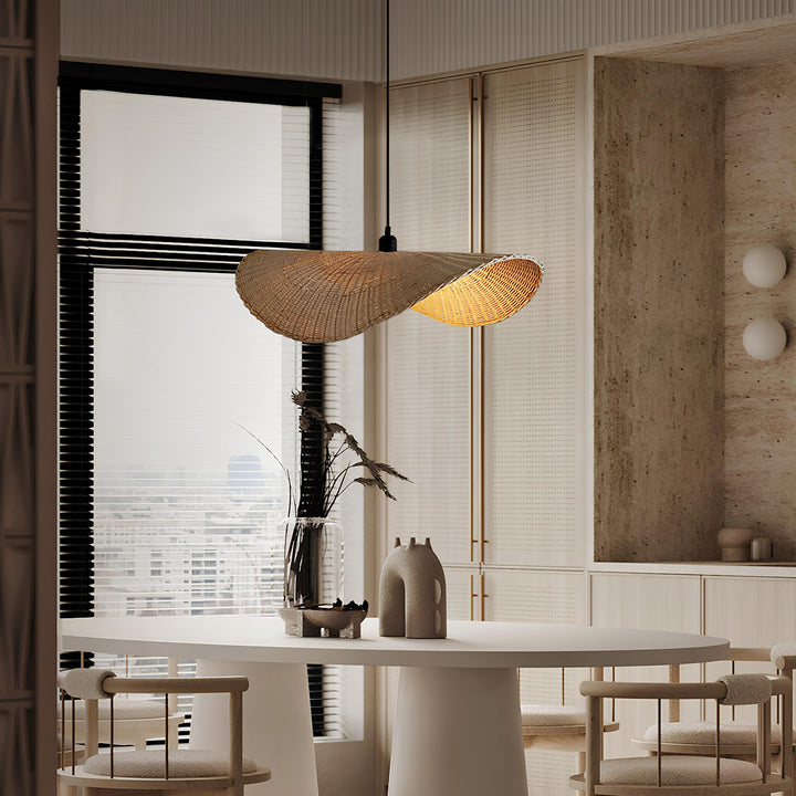 Rattan Hanging Light for Living Room | Bamboo Pendant Lamp - Baxton