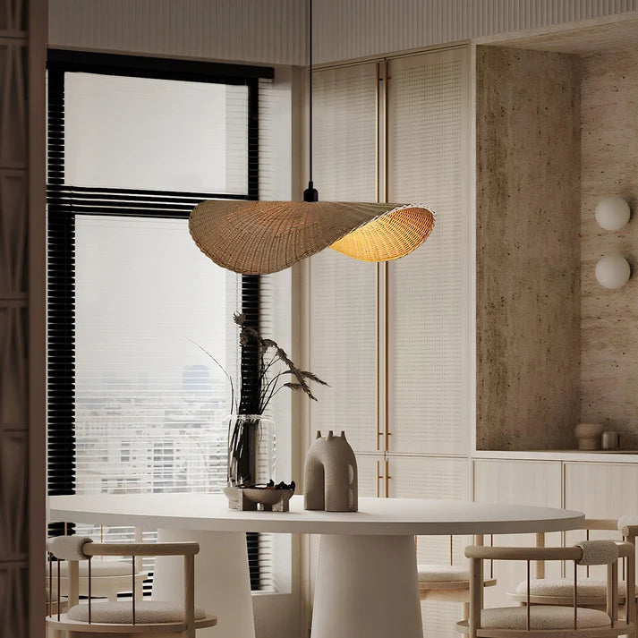 Rattan Hanging Light for Living Room | Bamboo Pendant Lamp - Baxton
