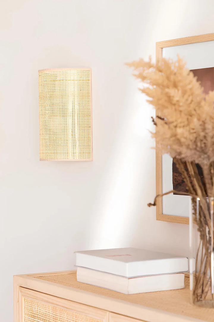 Wicker Wall Lamp for Kitchen | Cane Wall Light - Yaelen