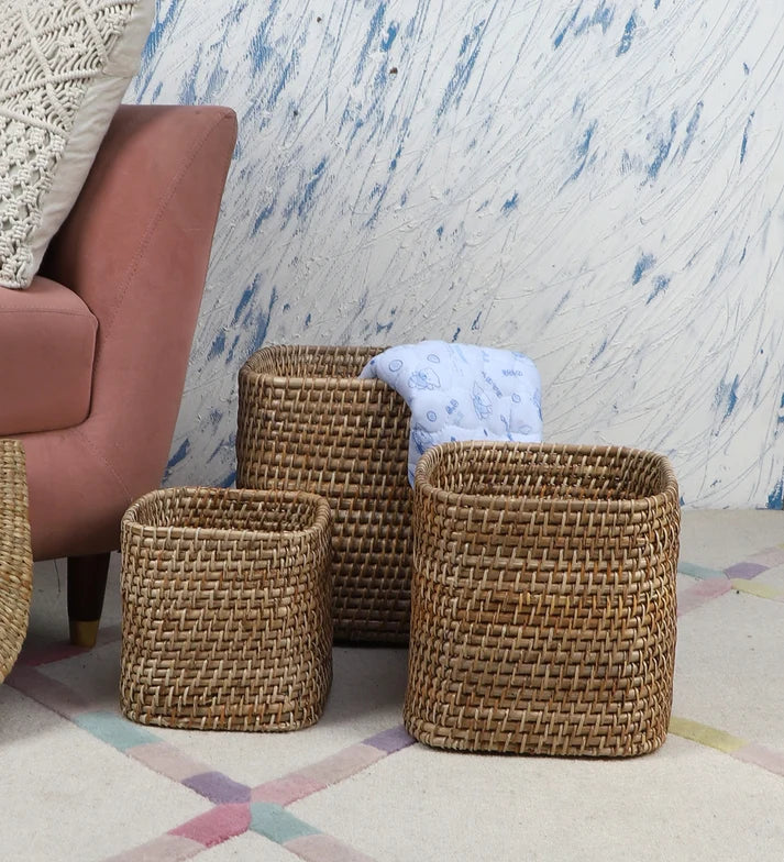 Rattan Planter 8" Dia x 8" H for Indoor - Hawthorn