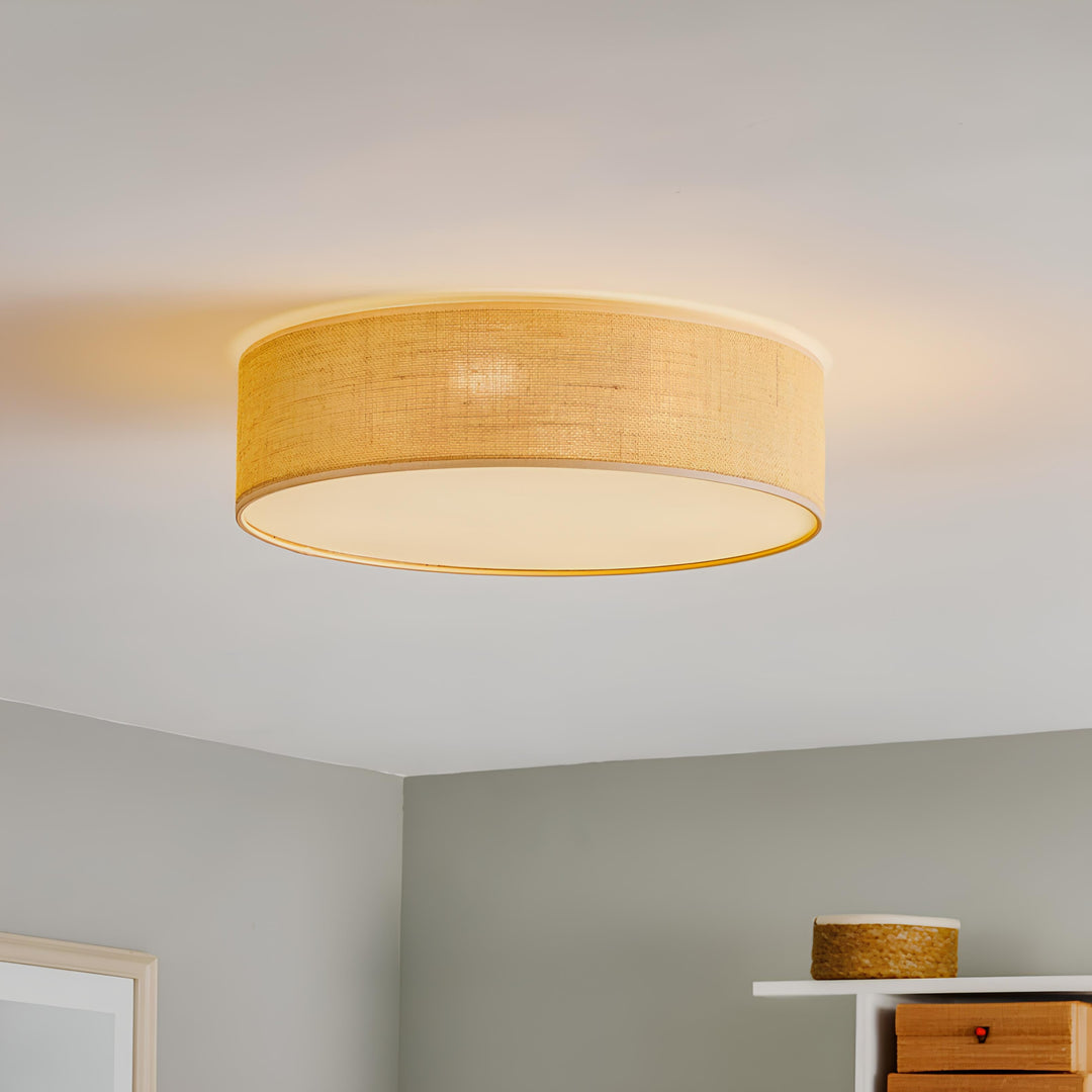 Jute Ceiling Flush Mount Lamp - Subhana