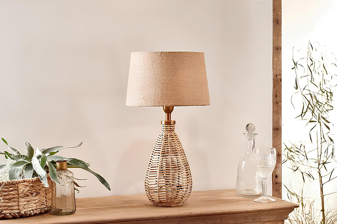 Rattan & Bamboo Cane Table Lamp - Navya
