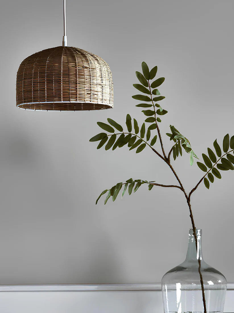 Bamboo Hanging Light for Drawing Room | Cane Pendant Lamp - Wren