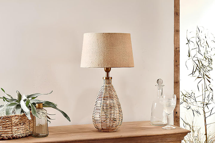 Rattan & Bamboo Cane Table Lamp - Navya