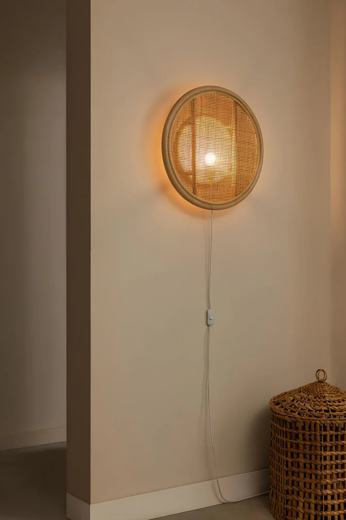Rattan Wall Lamp for Bedroom | Cane Wall Sconce - Rebecca