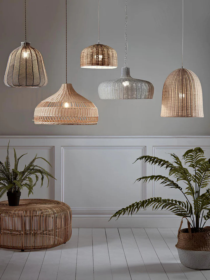 Bamboo Hanging Light for Drawing Room | Cane Pendant Lamp - Wren