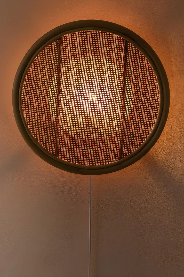 Rattan Wall Lamp for Bedroom | Cane Wall Sconce - Rebecca