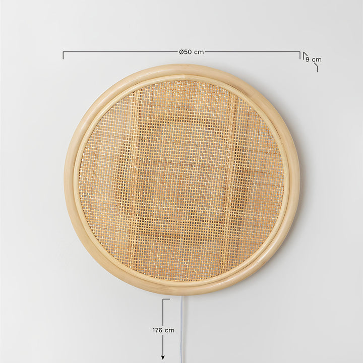 Rattan Wall Lamp for Bedroom | Cane Wall Sconce - Rebecca