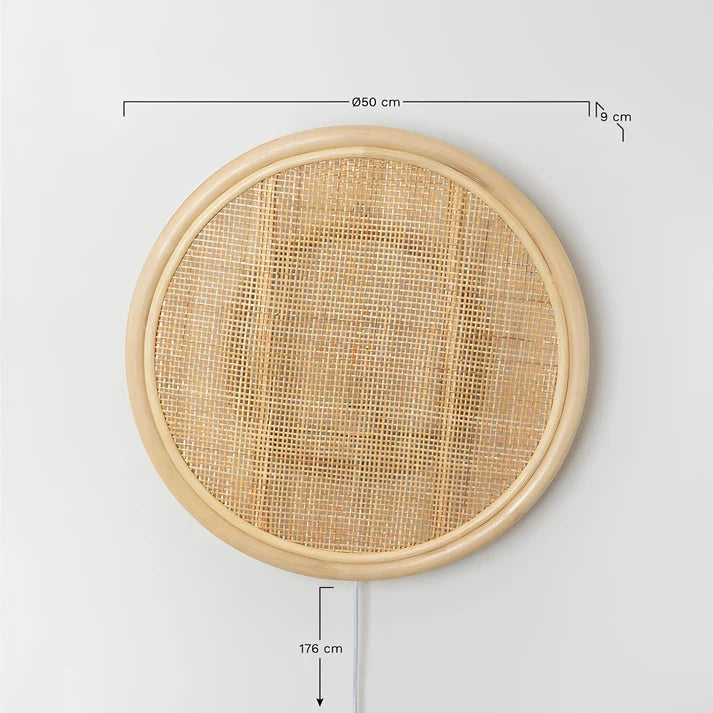 Rattan Wall Lamp for Bedroom | Cane Wall Sconce - Rebecca
