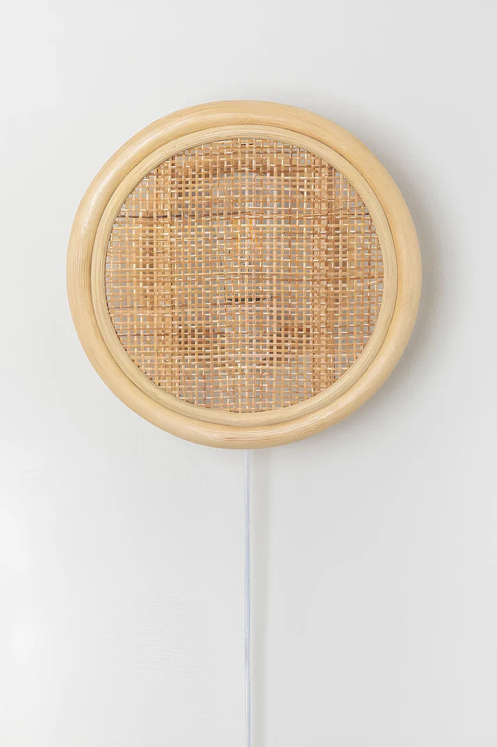 Rattan Wall Lamp for Bedroom | Cane Wall Sconce - Rebecca