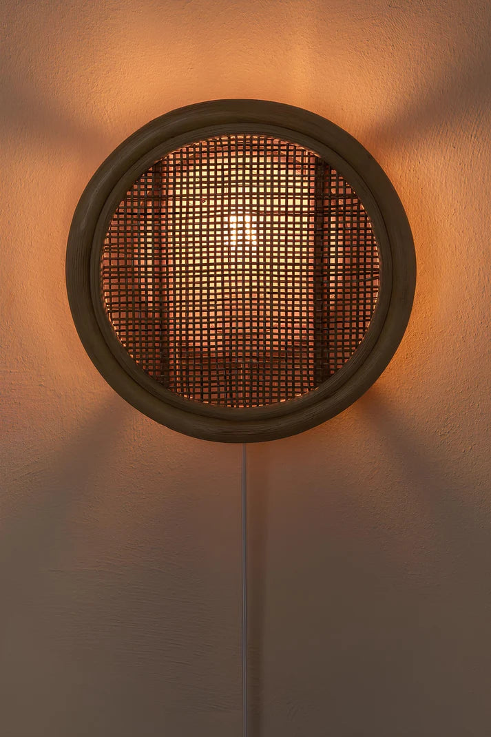 Rattan Wall Lamp for Bedroom | Cane Wall Sconce - Rebecca