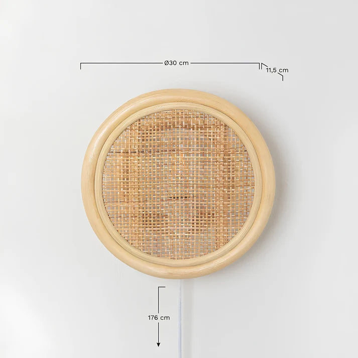 Rattan Wall Lamp for Bedroom | Cane Wall Sconce - Rebecca