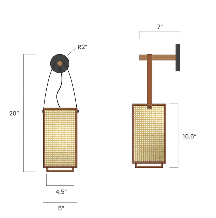 Rattan Hanging Light for Kitchen | Cane Pendant Lamp - Zandro