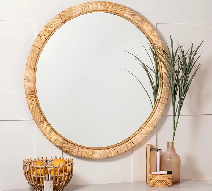 Rattan Wall Mirror for Living Room - Nialton