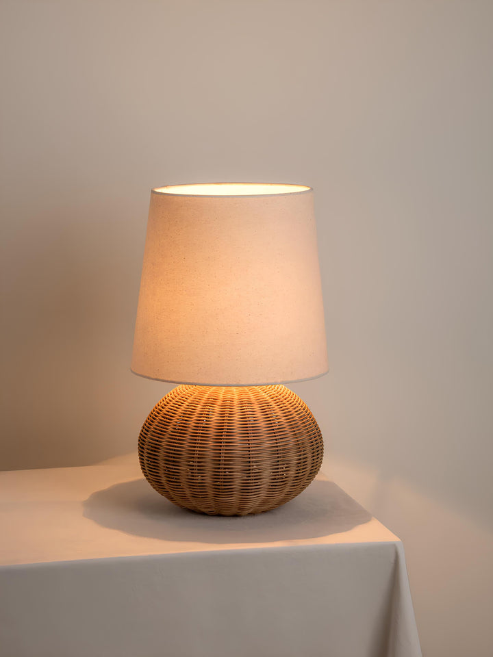 Rattan & Bamboo Table Lamp for Bedroom | Handmade - SUN