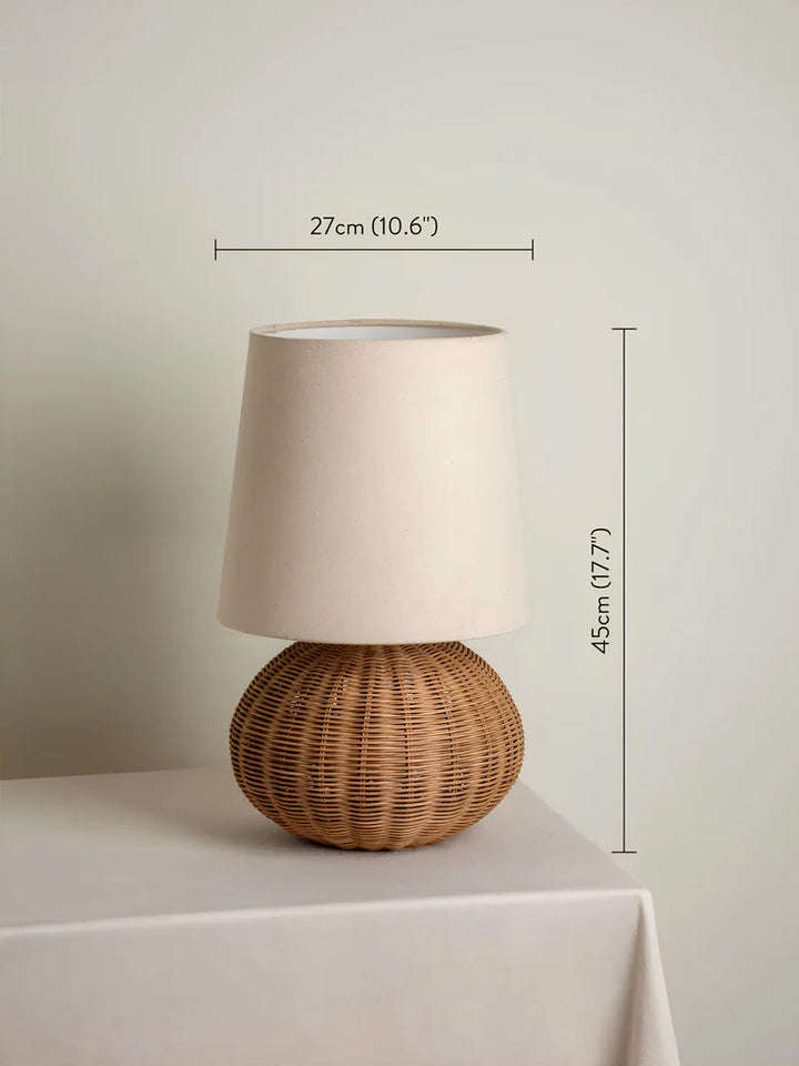 Rattan & Bamboo Table Lamp for Bedroom | Handmade - SUN
