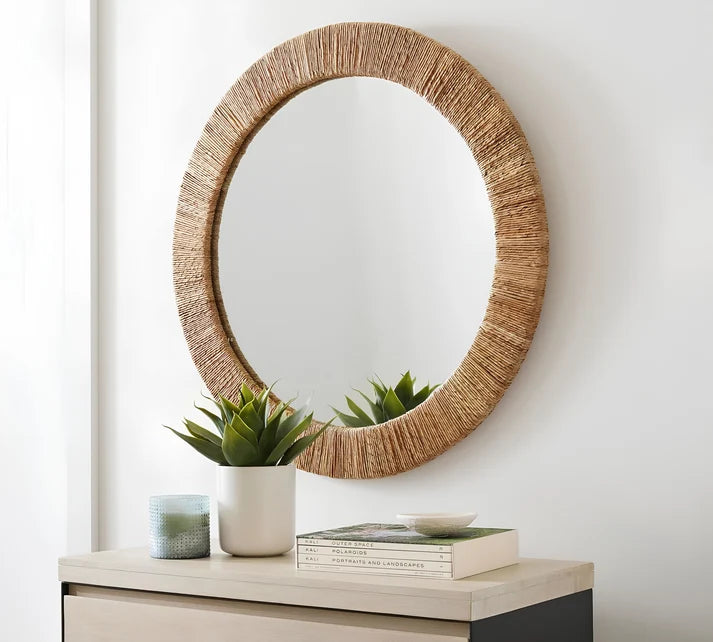 Rattan Wall Mirror for Living Room | Boho Round Mirror - Orsander